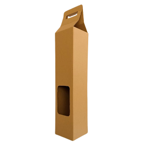 Caja Kraft para botella con ventana de 9.5 x 9.5 x 40 cm. 50 Pzs. - Imagen 2