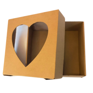 Caja cuadrada base-tapa con ventana de corazón de 20 x 20 x 7 cm. 50 Pzs. - Imagen 4