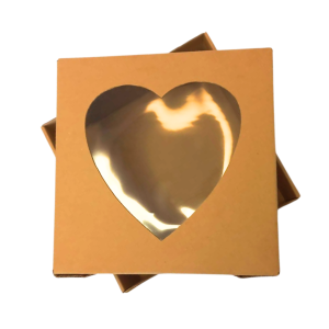 Caja cuadrada base-tapa con ventana de corazón de 20 x 20 x 7 cm. 50 Pzs. - Imagen 3