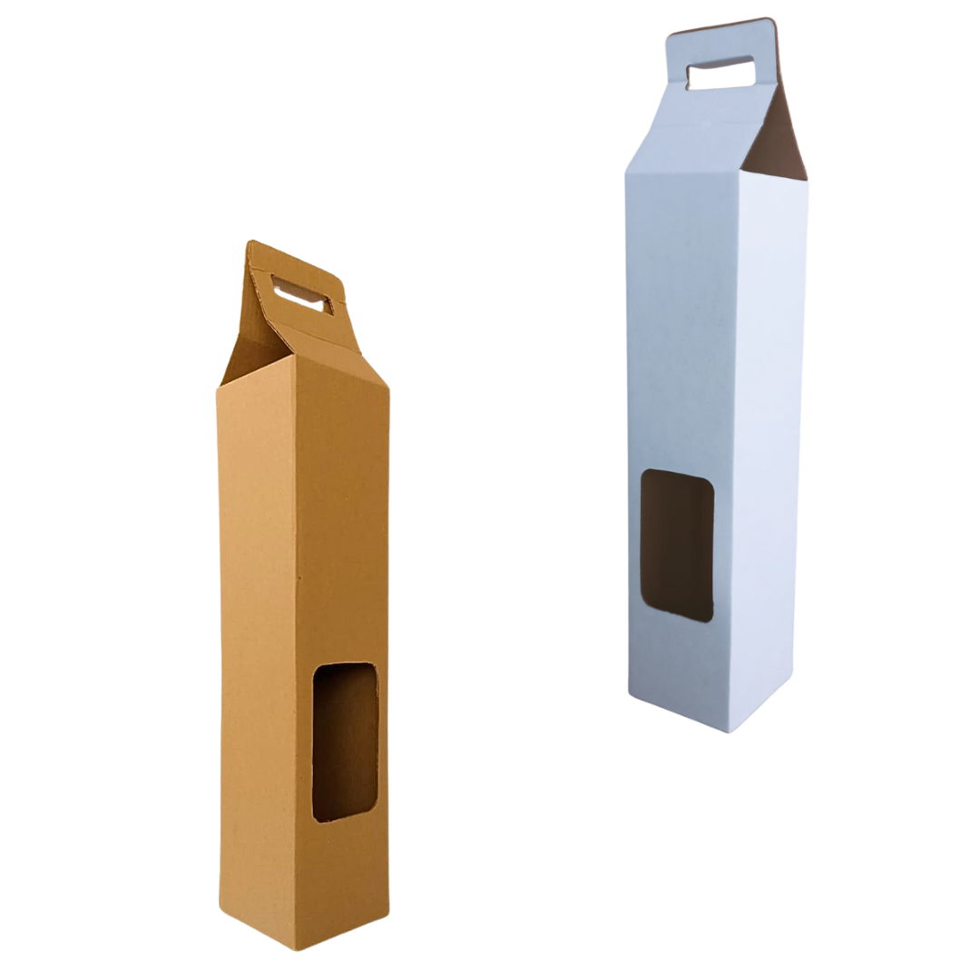 empaque para botella con ventana 9.5 x 9.5 x 40 cm – 50 Pzs.