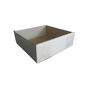 Base blanca con tapa de acetato de 15 x 15 x 5 cm. 50 Pzs.