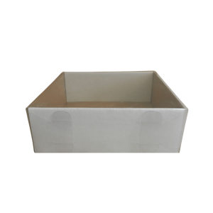 Base blanca con tapa de acetato de 20 x 20 x 7 cm. 50 Pzs