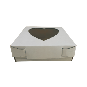 Caja blanca base-tapa con ventana de corazón de 20 x 20 x 7 cm. 50 Pzs. - Imagen 3