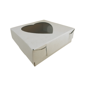 Caja blanca base-tapa con ventana de corazón de 20 x 20 x 7 cm. 50 Pzs. - Imagen 2