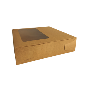 Caja caple kraft para cheesecake con ventana de 34 x 34 x 8.5 cm. 50 Pzs. - Imagen 2