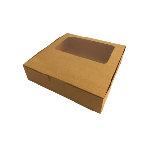 Caja caple kraft para cheesecake con ventana de 34 x 34 x 8.5 cm. 50 Pzs. - Imagen 4