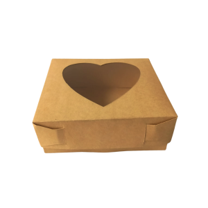 Caja kraft base-tapa con ventana de corazón de 20 x 20 x 7 cm. 50 Pzs. - Imagen 2