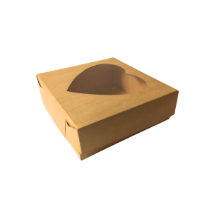Caja kraft base-tapa con ventana de corazón de 20 x 20 x 7 cm. 50 Pzs. - Imagen 3