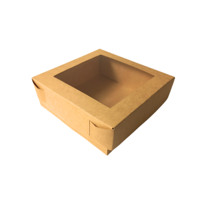 Caja caple kraft base - tapa con ventana cuadrada de 20 x 20 x 7 cm. 50 Pzs. - Imagen 2