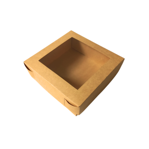 Caja caple kraft base - tapa con ventana cuadrada de 20 x 20 x 7 cm. 50 Pzs. - Imagen 3