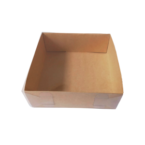 Caja kraft base-tapa de acetato de 20 x 20 x 7 cm. 50 Pzs.