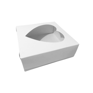 Caja blanca base-tapa con ventana de corazón de 20 x 20 x 7 cm. 50 Pzs. - Imagen 2
