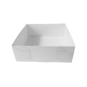 Caja blanca base-tapa de acetato de 20 x 20 x 7 cm. 50 Pzs.