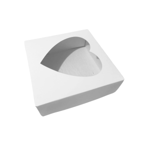 Caja blanca base-tapa con ventana de corazón de 20 x 20 x 7 cm. 50 Pzs. - Imagen 3