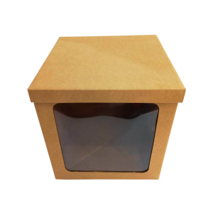 Caja  de regalo kraft base - tapa con ventana cuadrada de 25 x 25 x 25 cm. 50 Pzs. - Imagen 4