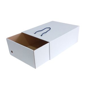 Caja cajonera para zapatos blanca con cordón de 32 x 25 x 12 cm. 50 Pzs. - Imagen 4