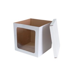 Caja de regalo blanca base – tapa con ventana cuadrada de 25 x 25 x 25 cm. 50 Pzs. - Imagen 4