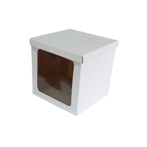 Caja de regalo blanca base – tapa con ventana cuadrada de 25 x 25 x 25 cm. 50 Pzs. - Imagen 3